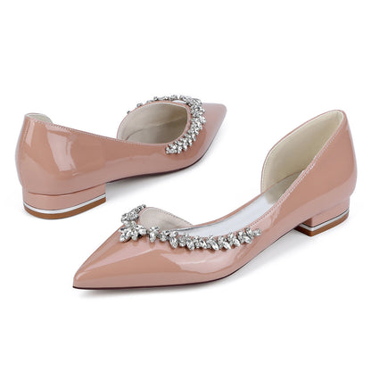 Chaussures de Soirée à Talons Plats et Bout Fermé en Dentelle Pour Femmes