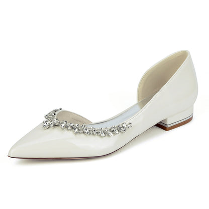 Chaussures de Soirée à Talons Plats et Bout Fermé en Dentelle Pour Femmes