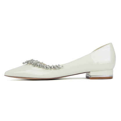 Chaussures de Soirée à Talons Plats et Bout Fermé en Dentelle Pour Femmes