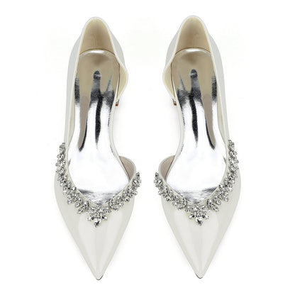 Chaussures de Soirée à Talons Plats et Bout Fermé en Dentelle Pour Femmes