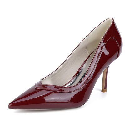 Chaussures de Soirée à Talons Aiguilles et Bout Fermé en Dentelle Pour Femmes