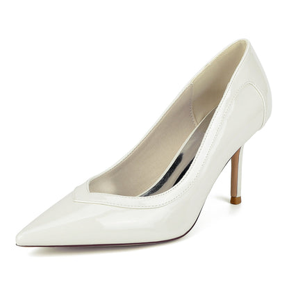 Chaussures de Soirée à Talons Aiguilles et Bout Fermé en Dentelle Pour Femmes