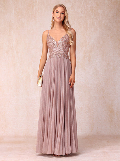 Forme Princesse Bretelles spaghetti Sans Manches Longue Robes de soirée formelles avec Paillettes