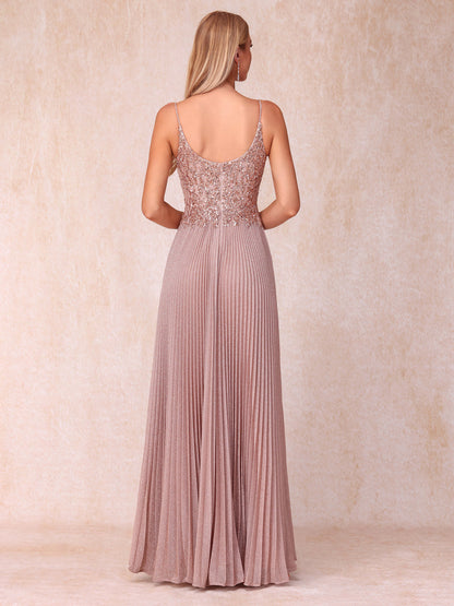 Forme Princesse Bretelles spaghetti Sans Manches Longue Robes de soirée formelles avec Paillettes