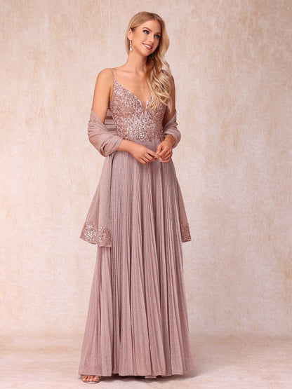Forme Princesse Bretelles spaghetti Sans Manches Longue Robes de soirée formelles avec Paillettes