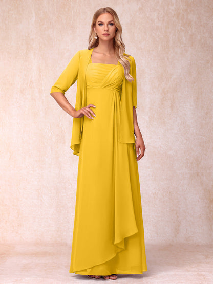 Robe de Soirée Longue sans Manches en Ligne A/Princesse avec Volants & Veste