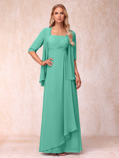 Robe de Soirée Longue sans Manches en Ligne A/Princesse avec Volants & Veste