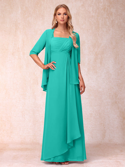 Robe de Soirée Longue sans Manches en Ligne A/Princesse avec Volants & Veste
