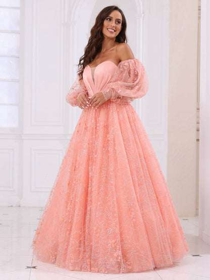 Forme Princesse Amoureux Longue Robes de bal avec manches amovibles