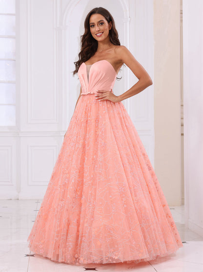 Forme Princesse Amoureux Longue Robes de bal avec manches amovibles