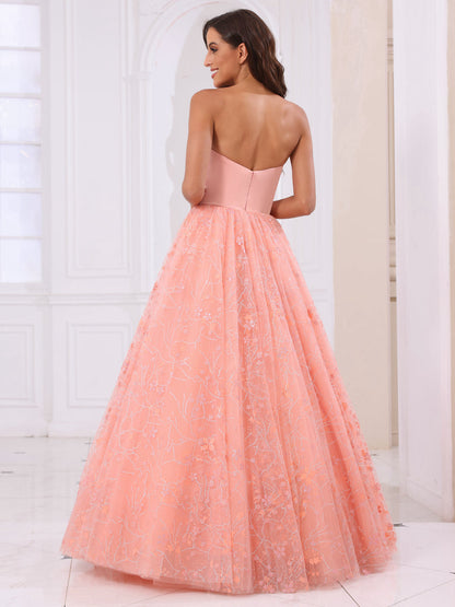 Forme Princesse Amoureux Longue Robes de bal avec manches amovibles