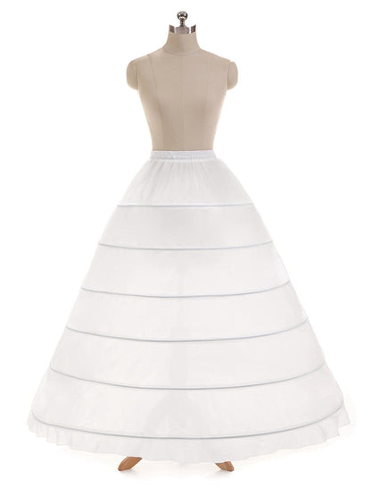 Jupons en nylon à 1 niveau, longueur au sol, 6 cerceaux, robe de bal de mariage