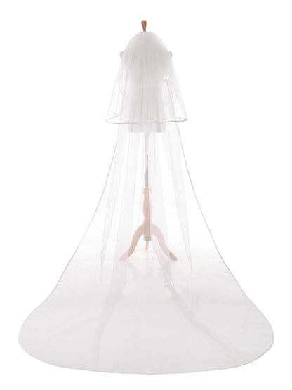 Voiles de mariée longs en tulle élégants à 2 couches