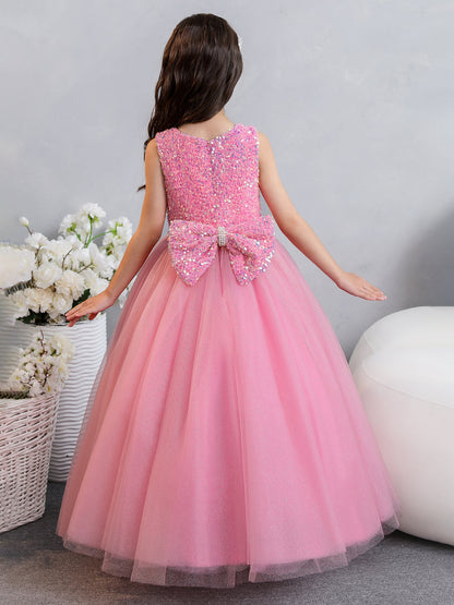 Tulle Robe de bal/Princesse Paillettes Robes de demoiselle d'honneur - fille avec Perles et Noeud papillon