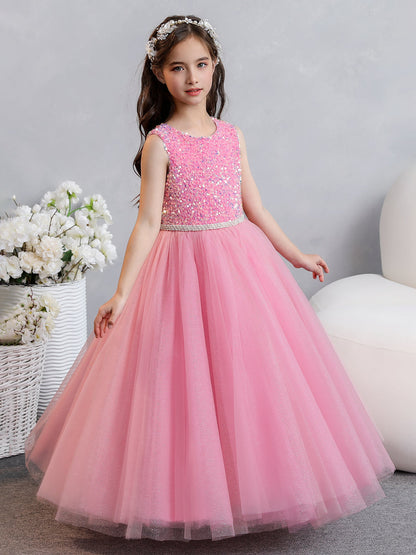 Tulle Robe de bal/Princesse Paillettes Robes de demoiselle d'honneur - fille avec Perles et Noeud papillon