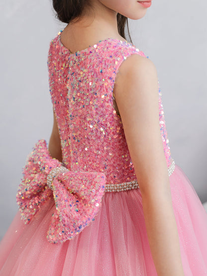 Tulle Robe de bal/Princesse Paillettes Robes de demoiselle d'honneur - fille avec Perles et Noeud papillon