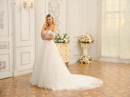 Robes de mariée longues en tulle, épaules dénudées, sans manches, avec appliques