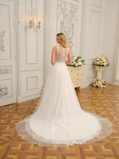 Robes de mariée longues sans manches, bretelles spaghetti, col en V, avec appliques et perles