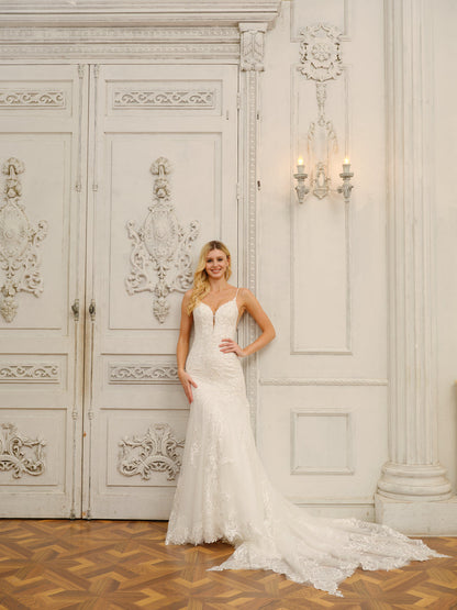 Trompette/Sirène Bretelles Spaghetti Sans Manches Robes de Mariée Longues avec Appliques