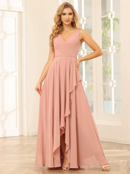 Forme Princesse Col V Asymétrique Robes de demoiselle d'honneur avec Volants