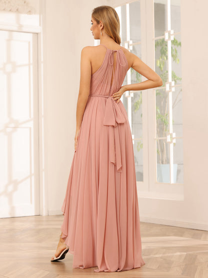 Forme Princesse Dos Nu Asymétrique Robes de demoiselle d'honneur avec Ceinture