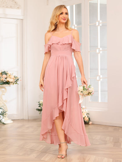 Forme Princesse Bretelles spaghetti Longue Robes de soirée de mariage avec Volants
