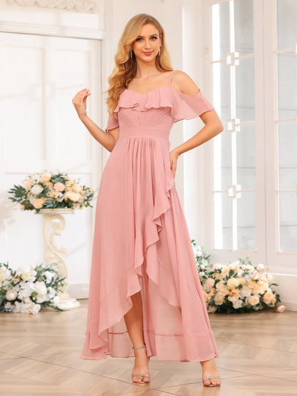 Forme Princesse Bretelles spaghetti Longue Robes de soirée de mariage avec Volants