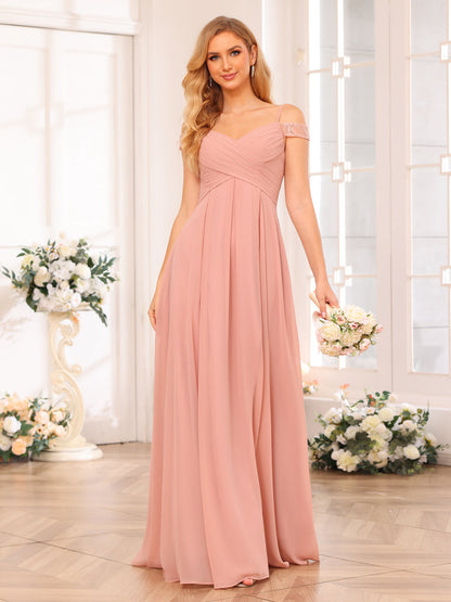 Forme Princesse Bretelles spaghetti Longue Robes de soirée de mariage avec Côté fendu et poches