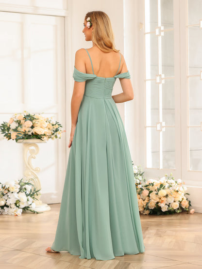Forme Princesse Bretelles spaghetti Longue Robes de soirée de mariage avec Ruché