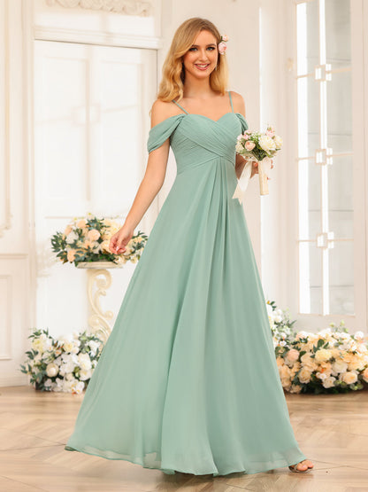 Forme Princesse Bretelles spaghetti Longue Robes de soirée de mariage avec Ruché