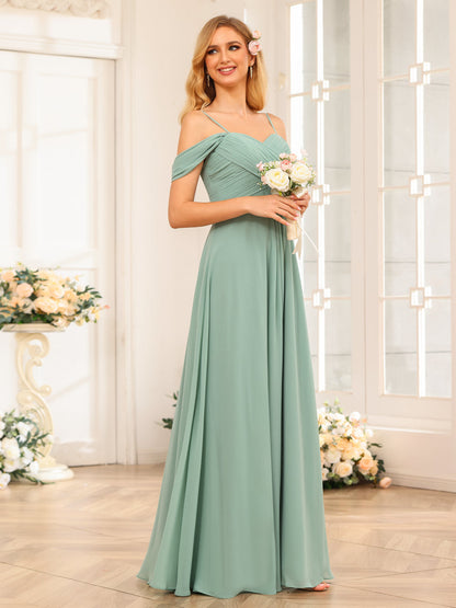 Forme Princesse Bretelles spaghetti Longue Robes de soirée de mariage avec Ruché