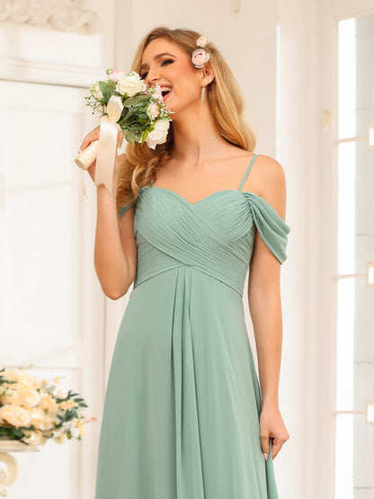 Forme Princesse Bretelles spaghetti Longue Robes de soirée de mariage avec Ruché